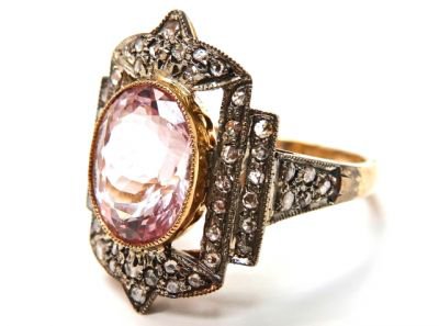 Art Deco Inspired Morganite and Diamond Ring