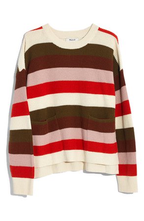 Madewell Patch Pocket Pullover Sweater brown red