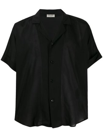Saint Laurent Sheer Short Sleeves Shirt 596009Y532U Black | Farfetch