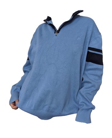 blue quarter zip jumper