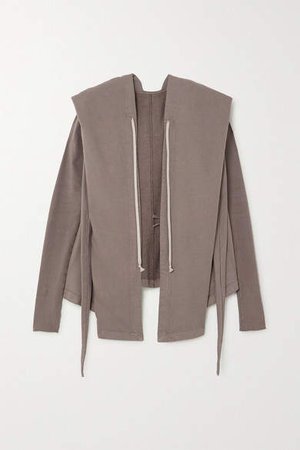 Felpa Tie-detailed Draped Cotton-jersey Hoodie - Light gray