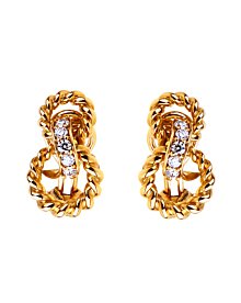 Tiffany & Co Braided Gold Diamond Earrings | Opulent Jewelers