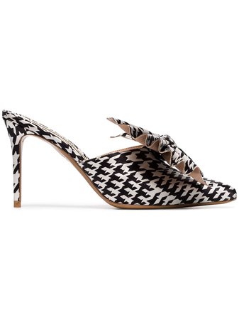 Alexandre Vauthier black and white Kate 90 houndstooth print bow embellished mules $341 - Buy SS19 Online - Fast Global Delivery, Price