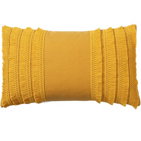 Worldhood Tassel Oblong Yellow Throw Pillow  | At Home