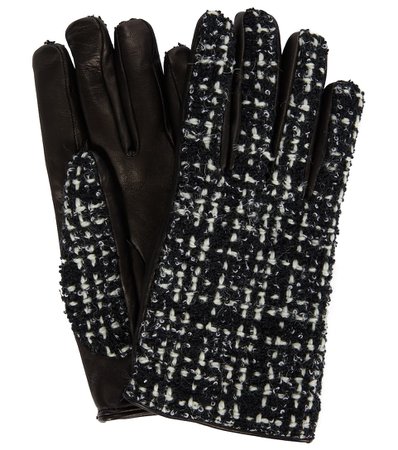 Saint Laurent - Tweed and leather gloves | Mytheresa