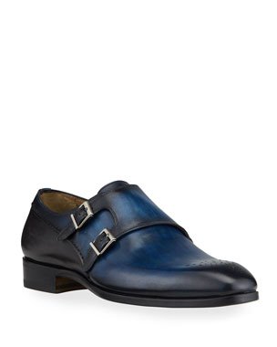 Magnanni for Neiman Marcus Men's Single-Monk Leather Shoes | Neiman Marcus