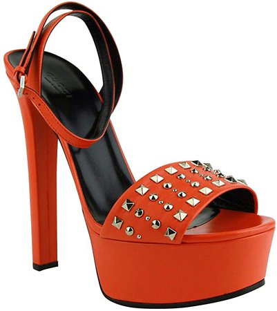 Gucci Women's Orange Leather Platform Heels with Silver Studs 374523 7523 (37.5 G / 7.5 US): Amazon.ca: Shoes & Handbags