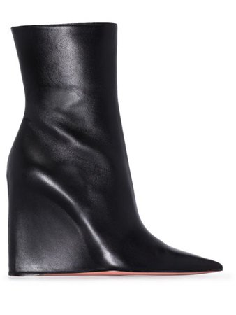 Shop black Amina Muaddi pointed 95mm wedge boots with Express Delivery - Farfetch