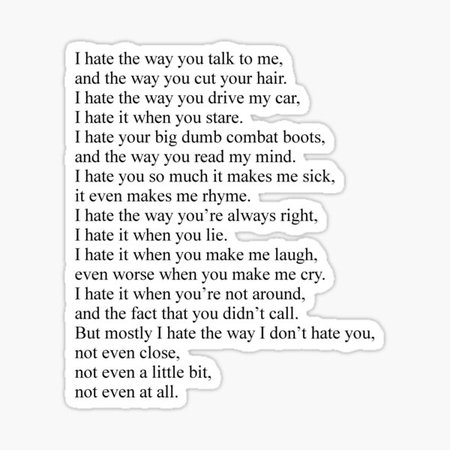 10 Things I Hate About You Poem
