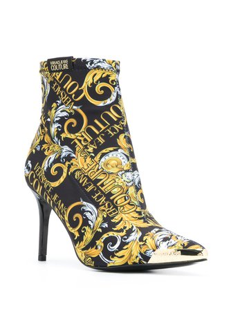 Versace Jeans Couture Logo Baroque-print Ankle Boots - Farfetch
