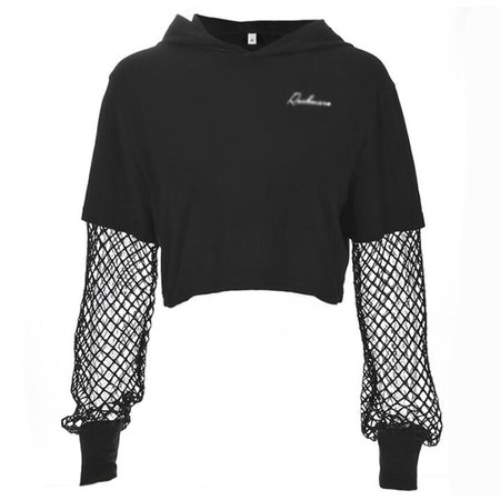 black mesh sleeved hoodie