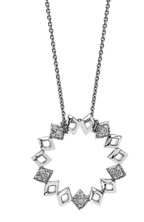 Lucia Pave Circle Pendant with Diamonds in 14k White Gold by GiGi Ferranti
