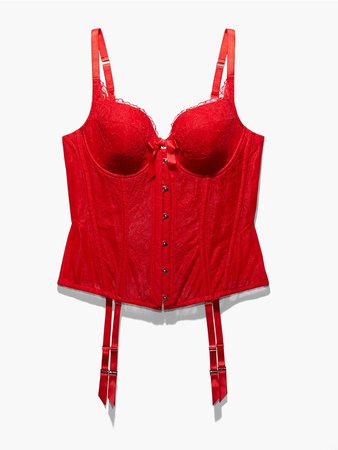 Embroidered Lace Corset in Goji Berry Red | SAVAGE X FENTY
