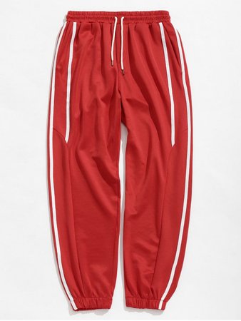 [48% OFF] 2019 Casual Side Striped Sports Jogger Pants In RED M | ZAFUL