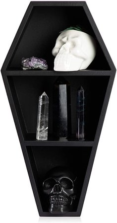 Amazon.com: Manny's Mysterious Oddities Coffin Shelf - Spooky Gothic Decor for The Home - Black Floating Wooden Shelf for Wall or Table Top - 14 Inches Tall by 7 Inches Wide: Kitchen & Dining