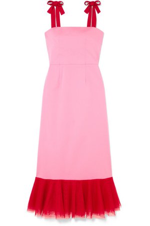 STAUD | Langdon tulle-trimmed stretch-cotton poplin dress | NET-A-PORTER.COM