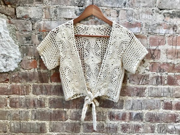 Vintage 70s Crochet Wrap Crop Top | Etsy