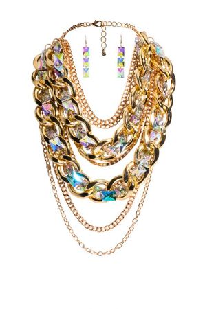 MILLY CHUNKY LAYERED NECKLACE SET IN GOLD