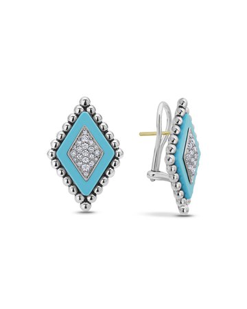 Lagos Blue Caviar Diamond Stud Earrings | Neiman Marcus