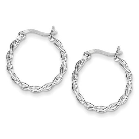 Sterling Silver Twisted Polished Round Hoop Earrings 7/8in QE3790