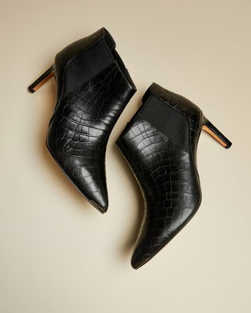 Exotic leather pointed boots - Jet | Boots | Ted Baker ROW