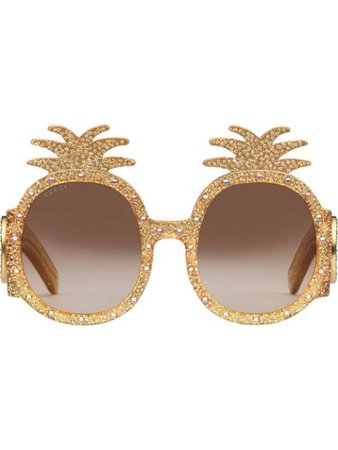 Gucci Eyewear Acetate Sunglasses GG0150S Gold | Farfetch