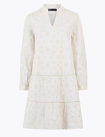 Pure Cotton Broderie Swing Dress | Dresses & jumpsuits | Marks and Spencer CY