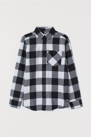 Flannel Shirt - Black/white plaid - Kids | H&M CA