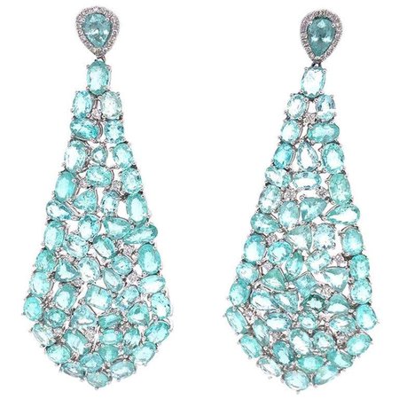 Ruchi New York Multi Shape Paraiba Tourmaline and Diamond Chandelier Earrings For Sale at 1stDibs