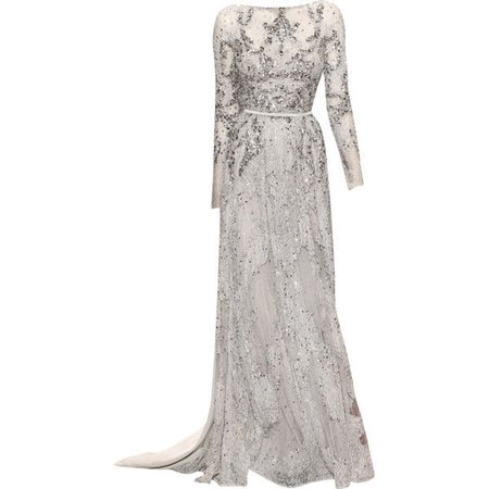 White & Silver Evening Gown
