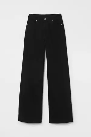 Wide-leg Twill Pants - Black - Ladies | H&M US