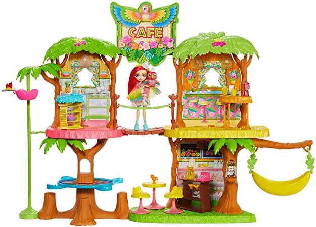 Enchantimals GFN59 - Dschungelwald Café Puppenhaus Spielset mit Papagei Puppe und Tier, Puppen Spielzeug ab 4 Jahren: Amazon.de: Spielzeug