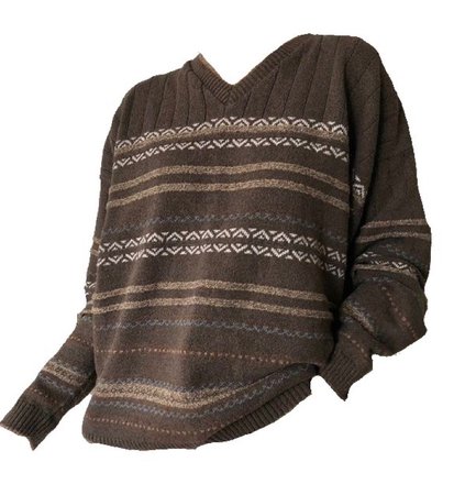 brown patterned sweater
