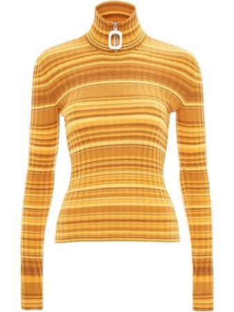 Shop yellow JW Anderson Neckbang ribbed striped jumper with Express Delivery - Farfetch