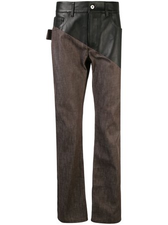 Bottega Veneta Panelled Straight-Leg Jeans 607913VKLI0 Brown | Farfetch