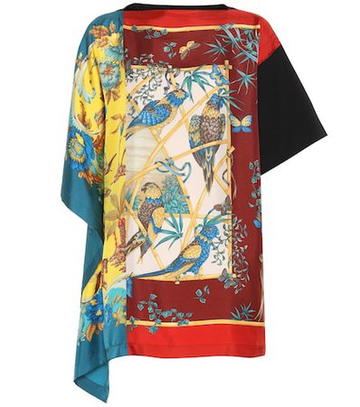 Printed silk and cotton top