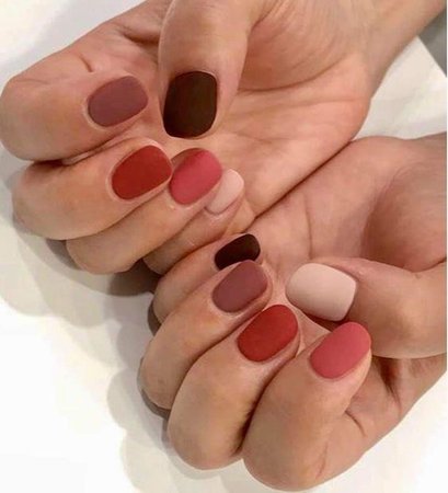 pink blush brown multicolor nails