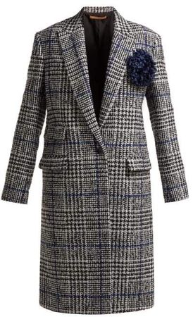 Summa - Single Breasted Prince Of Wales Checked Coat - Womens - Black White