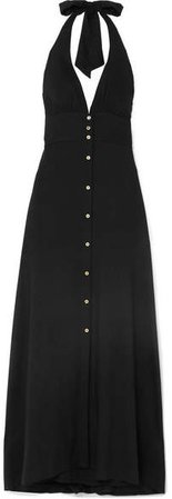 Oman Halterneck Voile Maxi Dress - Black