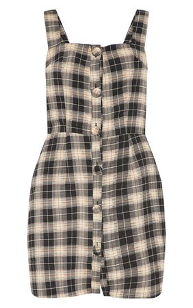 PrettyLittleThing Grey Check Covered Pinafore Shift Dress