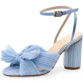 blue ribbon summery heels
