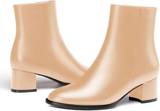 Amazon.com | WAYDERNS Women's Zip Block Round Toe Matte Chunky Low Heel Ankle High Short Boots 2 Inch | Ankle & Bootie