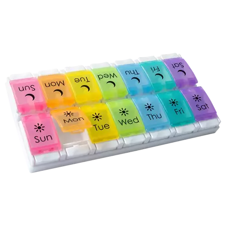 Ezy Dose Weekly (7-Day) AM/PM Pill Organizer, Large Push Button Compartments, 2 Times a Day, Rainbow - Walmart.com