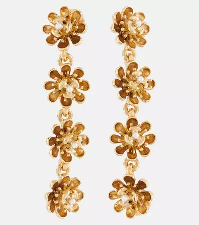 Embellished Drop Earrings in Gold - Oscar De La Renta | Mytheresa