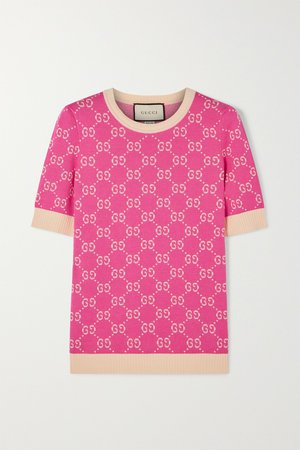 Pink Intarsia cotton sweater | Gucci | NET-A-PORTER