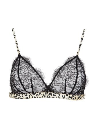 Somerset by Alice Temperley Mia Triangle Soft Cup Lace Bra and Brief Set, Leopard/Black
