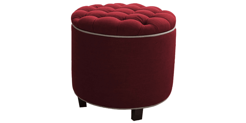 Red Round Ottoman with Exposed Tapered Legs