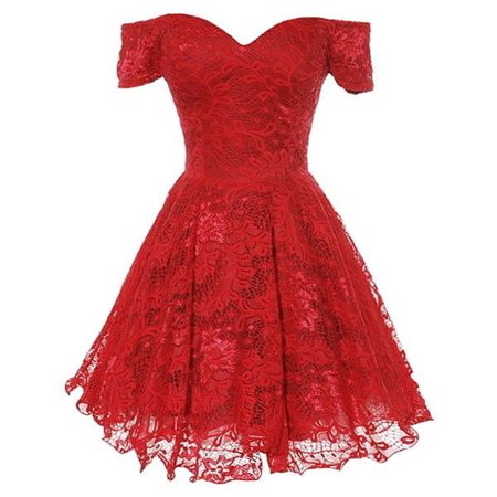 Off Shoulder Red Lace Dress