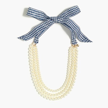 Crystal and gingham ribbon statement necklace
