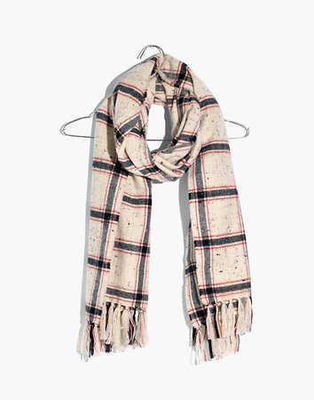 Knotted Fringe Scarf in Hanstone Plaid ivory